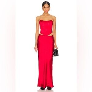 Superdown Red ‘Calla’ Satin Skirt